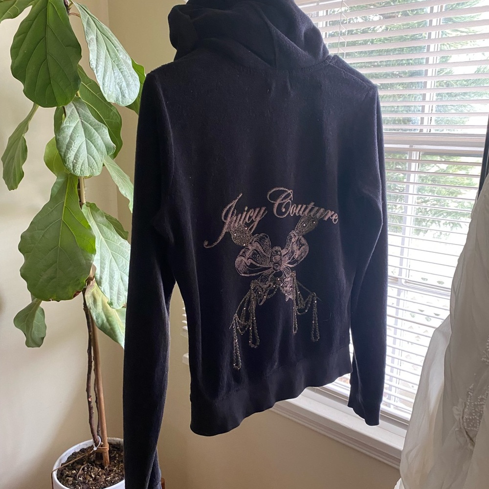Vintage Juicy Couture black ribbon hoodie size M